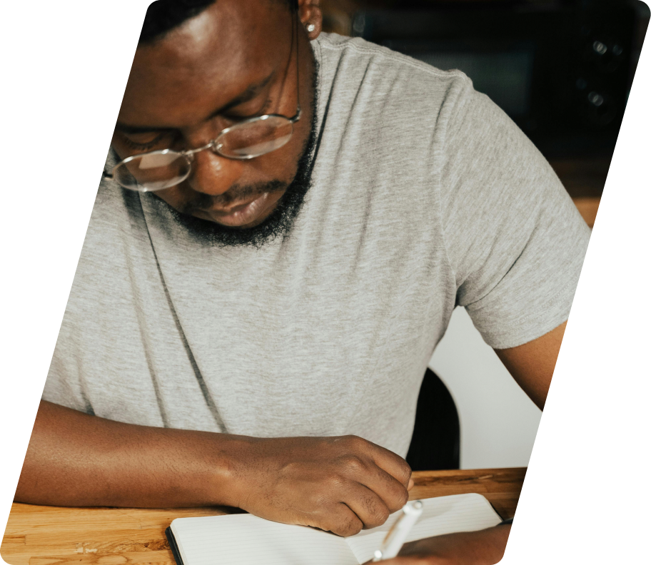 Creative professional writing in a notebook